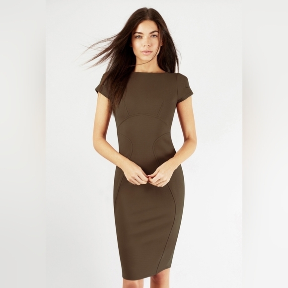 This pencil body shape brown-coloured bodycon is made from ever-so-flattering - Picture 4 of 9